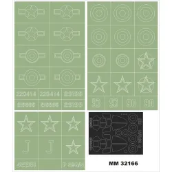 Montex Mm32166 1/32 P-39q/N Aircobra 2 Canopy Out/In 3 Insignia Masks For Kittyhawk Kits