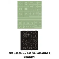 Montex Mm48069 1/48 He-162 2 Canopy Masks Out/In 1 Insignia Masks For Revell Kit
