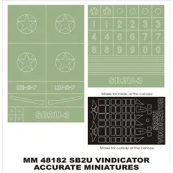 Montex Mm48182 1/48 Sb2u Vindicator 2 Canopy Out/In 2 Insignia Masks For Accurate Miniatures Kits