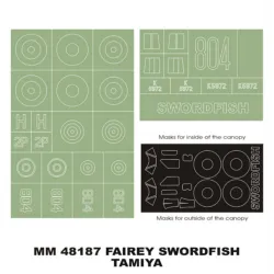 Montex Mm48187 1/48 Fairey Swordfish 2 Canopy Out/In 2 Insignia Masks For Tamiya Kits