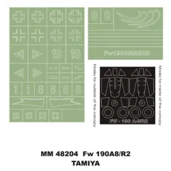 Montex Mm48204 1/48 Fw190a8/R2 2 Canopy Masks Out/In 2 Insignia Masks For Tamiya Kit