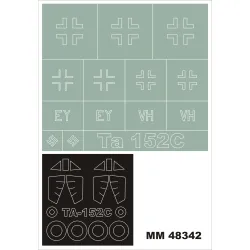 Montex Mm48342 1/48 Ta-152 2 Canopy Masks Out/In Insignia Masks For Hobbyboss Kits