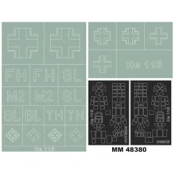 Montex Mm48380 1/48 Heinkel He115 2 Canopy Out/In 2 Insignia Masks For Special Hobby Kits