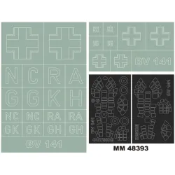 Montex MM48393 1/48 BV-141 2 canopy maskі out in 2 insignia masks for HOBBYBOSS