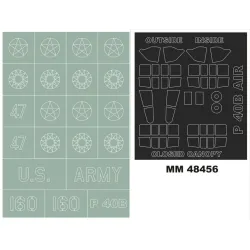 Montex Mm48456 1/48 P-40b 2 Canopy Masks Out/In Insignia Masks For Airfix Kits