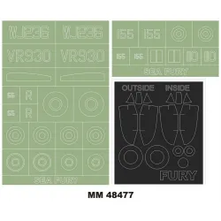 Montex Mm48477 1/48 Sea Fury Fb.11 2 Canopy Masks Out/In 2 Insignia Masks For Airfix Kits