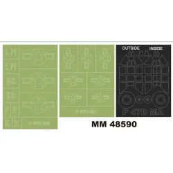Montex Mm48590 1/48 P-47d-11re 2 Canopy Masks Out/In 2 Insignia Masks For Miniart Kits