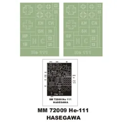 Montex Mm72009 1/72 He-111 1 Canopy Masks Outside 2 Insignia Masks For Hasegawa Kits