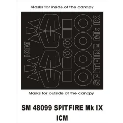 Montex Sm48099 1/48 Painting Mask For Spitfire Mkix Out/In For Icm Kits