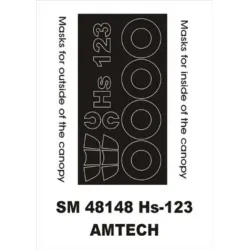 Montex Sm48148 1/48 Painting Mask For Hs-123 Outside-inside For Amtech Kits
