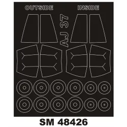 Montex Sm48426 1/48 Painting Mask For Aj-37 Viggen Out/In For Special Hobby Kits