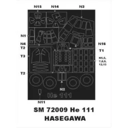 Montex Sm72009 1/72 Painting Mask For He 111 Outside For Hasegawa Kits