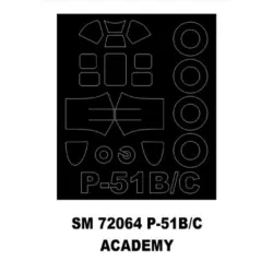 Montex Sm72064 1/72 Painting Mask For P-51b/C Outside For Academy Kits