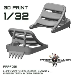 77propeller Prp7031 1/32 Luftwaffe Wheel Chocks Variant B 2 Pieces Teeth In Open Position
