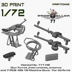 77propeller Prp7046 1/72 Heinkel He-111 H6 Gun Turret Instruments Antenna And 7 Pcs Mg 15 Machine Guns For Airfix Kit