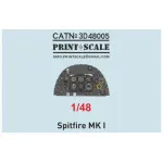 Print Scale Prs3d48-005 1/48 Spitfire Mk I 3D decal Instrument Panel