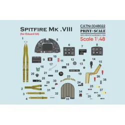 Print Scale Prs3d48-022 1/48 Spitfire Mk Viii For Eduard Kit