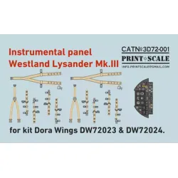 Print Scale 3d72-001 1/72 Instrumental Panel Westland Lysander Mk 3