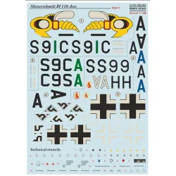 Print Scale 48-222 1/48 Decal For Messerschmitt Bf-110 Zerstorer Part 1