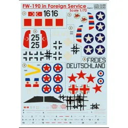 Print Scale 72-396 - 1/72 Fw-190 In Foreign Service Part 2 Wet Decal For Aircraft