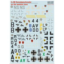 Print Scale 72-494 1/72 Decal For Ju-88 Western Front The Complete Set 1/5 Leaf
