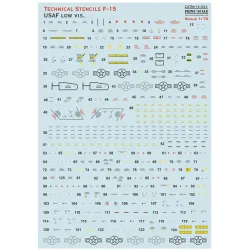 Print Scale 72-523 1/72 Decal For F-15 Technical Stecils Low Vis