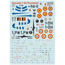 Print Scale 72-550 1/72 Decal For Republic F-84 Thunderjet Part-1