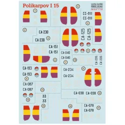 Print Scale 72-556 1/72 Decal For Polikarpov I-15 Chato Republican 1937-1939
