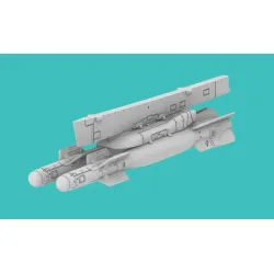 Rise144 Models Rm72025 1/72 Auf-2 Twin Bomb Rack With Center Pylon With 2x Gbu-22 For Mirage 2000/Mirage F1