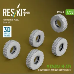 Reskit Rs-av35-0003 1/35 M1240a1 M-atv Wheels Set Weighted 5 Pcs For Rye Field Model Rfm Kit 3d Printed