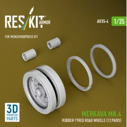Reskit Rs-av35-0004 1/35 Merkava Mk 4 Rubber-tyred Road Wheels 12 Pairs For Meng/Hobbyboss Kit 3d Printed
