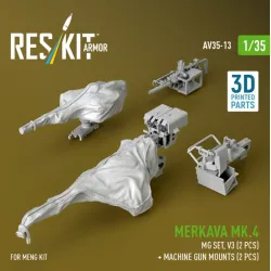 Reskit Rs-av35-0013 1/35 Merkava Mk4 Mg Set V3 2 Pcs Machine Gun Mounts 2 Pcs For Meng Kit 3d Printed