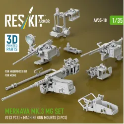 Reskit Rs-av35-0018 1/35 Merkava Mk 3 Mg Set V2 3 Pcs Machine Gun Mounts 3 Pcs For Meng/Hobbyboss Kit 3d Printed