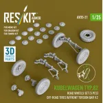 Reskit Rs-av35-0021 1/35 Kubelwagen Typ82 Road Wheels Set 5 Pcs Off-road Tires W/Front Torsion Bar V2 For Meng/Dragon/Tamiya Kit 3d Printed