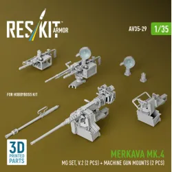 Reskit Rs-av35-0029 1/35 Merkava Mk4 Mg Set V2 2 Pcs Machine Gun Mounts 2 Pcs For Hobbyboss Kit 3d Printed