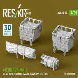 Reskit Rs-avu35-0012 1/35 Merkava Mk 3 Rear Hull Storage Baskets W/Cover 2 Pcs For Hobbyboss Kit 3d Printed