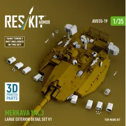 Reskit Rs-avu35-0019 1/35 Merkava Mk3 Large Exterior Detail Set V1 For Meng Kit 3d Printed