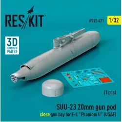 Reskit Rs32-0471 1/32 Suu 23 20mm Gun Pod Close Gun Bay For F4 Phantom Ii Usaf 1 Pcs 3d Printed