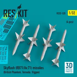Reskit Rs32-0520 1/32 Skyflash Rb71/Av.71 Missiles 4 Pcs Resin Kit