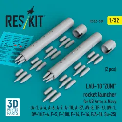 Reskit Rs32-0534 1/32 Lau-10 Zuni Rocket Launcher For Us Army And Navy 2 Pcs