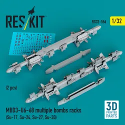 Reskit Rs32-0556 1/32 Mbd3-u6-68 Multiple Bombs Racks Su-17, Su-24, Su-27, Su-30