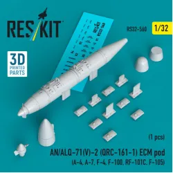 Reskit Rs32-0560 1/32 An/Alq-71v-2 Qrc-161-1 Ecm Pod 1pcs A-4 A-7 F-4 F-100 Rf-101c F-105 3d Printed