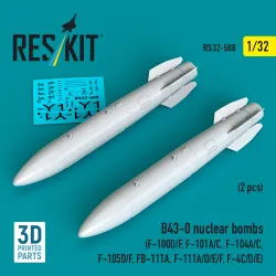 Reskit Rs32-0588 1/32 B43-0 Nuclear Bombs 2 Pcs Resin Kit