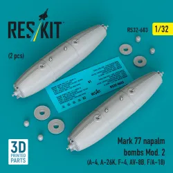 Reskit Rs32-0603 1/32 Mark 77 Napalm Bombs Mod.2 2pcs Resin Kit