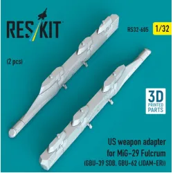 Reskit Rs32-0605 1/32 Us Weapon Adapter For Mig-29 Fulcrum 2pcs Gbu-39 Sdb Gbu-62 Jdam-er 3d Printed