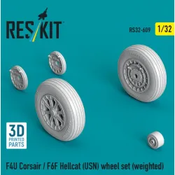 Reskit Rs32-0609 1/32 F4u Corsair/F6f Hellcat Usn Weighted Wheel Set 3d Printed