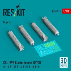 Reskit Rs48-0523 1/48 Cbu-89b Cluster Bombs Gator 4 Pcs
