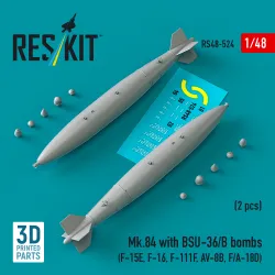 Reskit Rs48-0524 1/48 Mk.84 With Bsu-36/B Bombs 2 Pcs