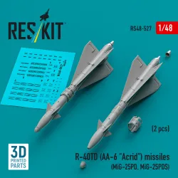 Reskit Rs48-0527 1/48 R-40td Aa-6 Acrid Missiles 2 Pcs