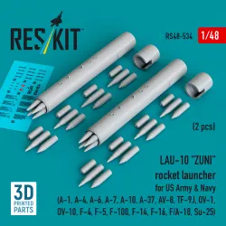 Reskit Rs48-0534 1/48 Lau-10 Zuni Rocket Launcher For Us Army And Navy 2 Pcs